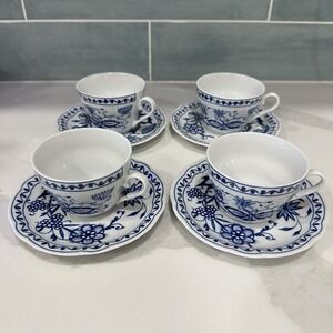 Vintage Zwiebelmuster/ Kahl Rosella Onion Pattern Set Of 4 Cups and Saucers